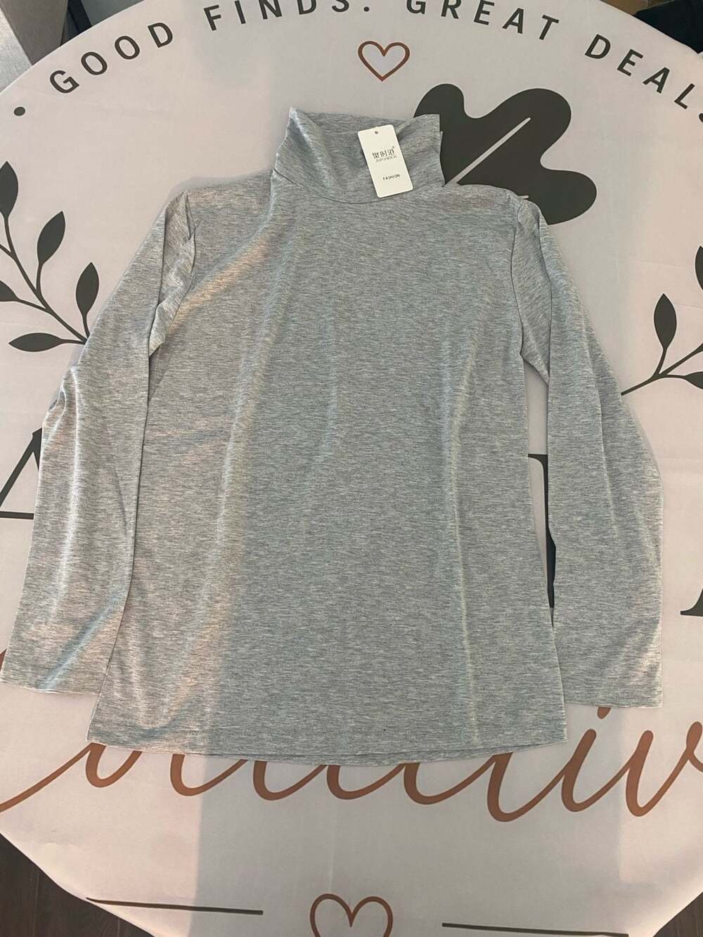 Juishden Women's Gray Long Sleeve Turtleneck Fashion Top